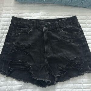 American Eagle Distressed Black denim shorts size 8